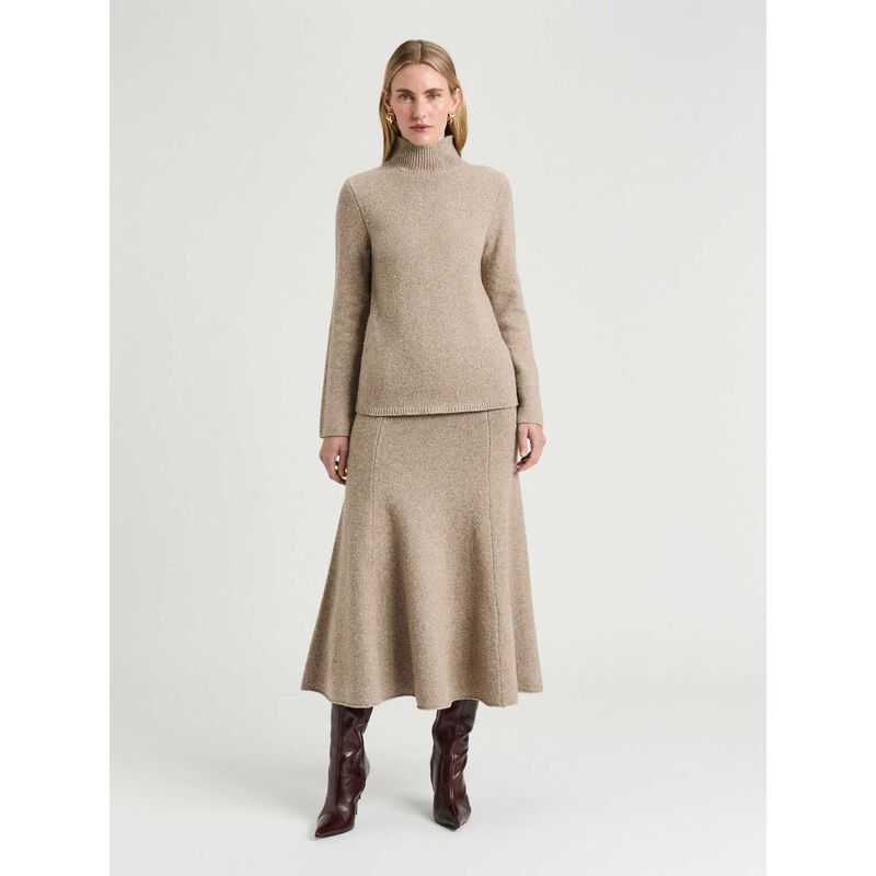 Veronika Maine Merino Silk Blend Textured Funnel Neck Sweater image number 3